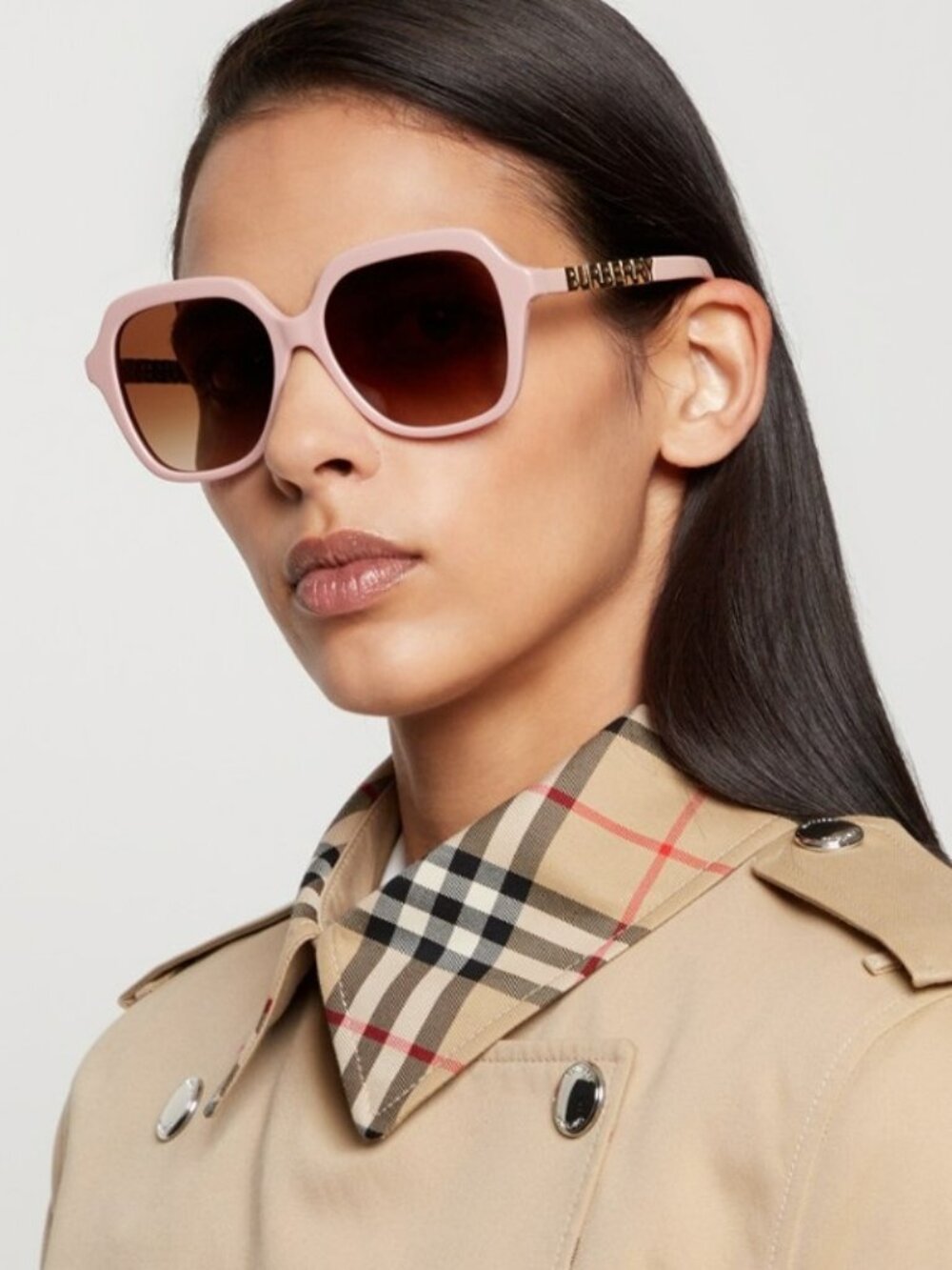 BURBERRY BE4389 406113 PINK BROWN GRADIENT OVERSIZED SQUARE WOMEN SUNGLASSES